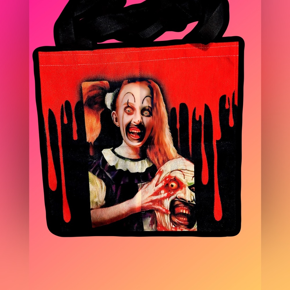 Terrifier art the clown Handmade & Double Sided Tote Bag